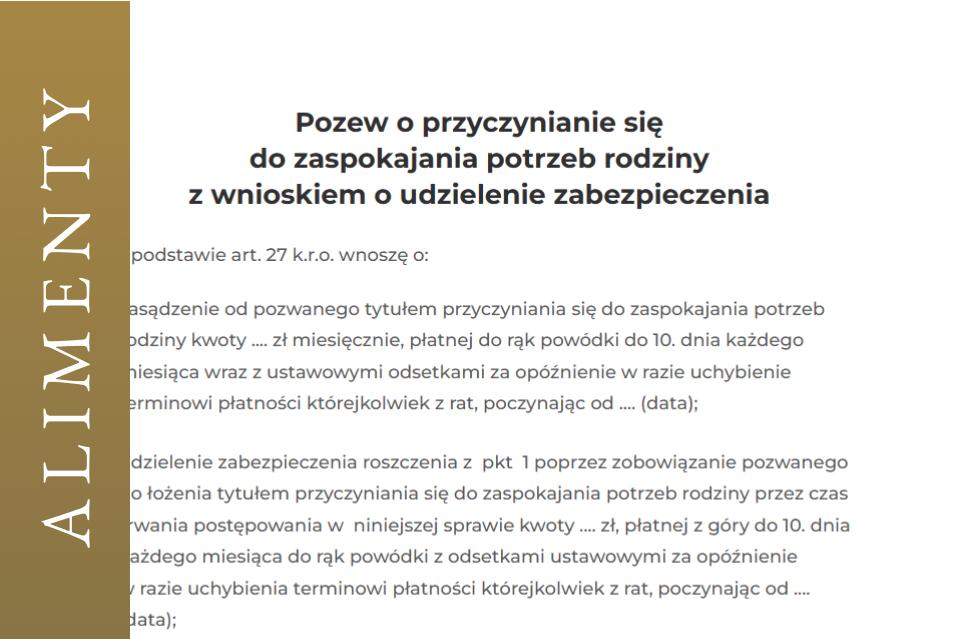 Alimenty na rodzinę WZÓR zwrot kosztów ciąża połóg