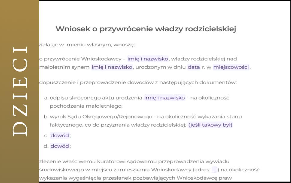 Kreator wniosku o przywrócenie władzy rodzicielskiej