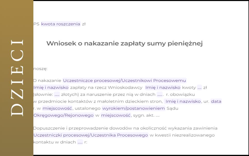 Nakazanie zapłaty grzywna kara utrudnianie kontaktow alienacja wniosek