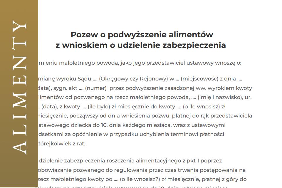 Pozew o podwyższenie alimentów na dziecko