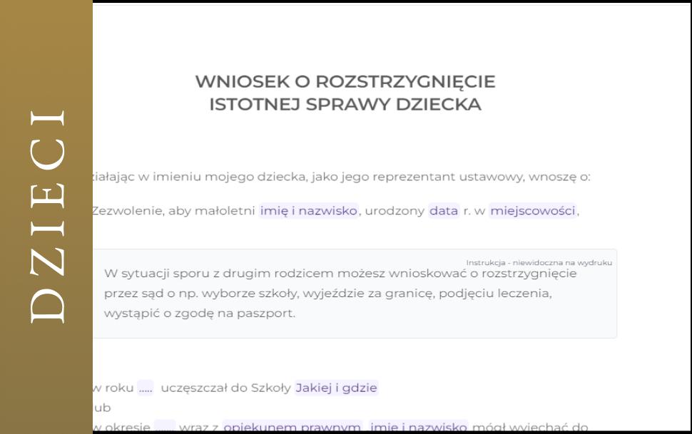Wniosek o rozstrzygnięcie istotnej sprawy dziecka, wyjazd za granicę, paszport, zmiana szkoły, leczenie