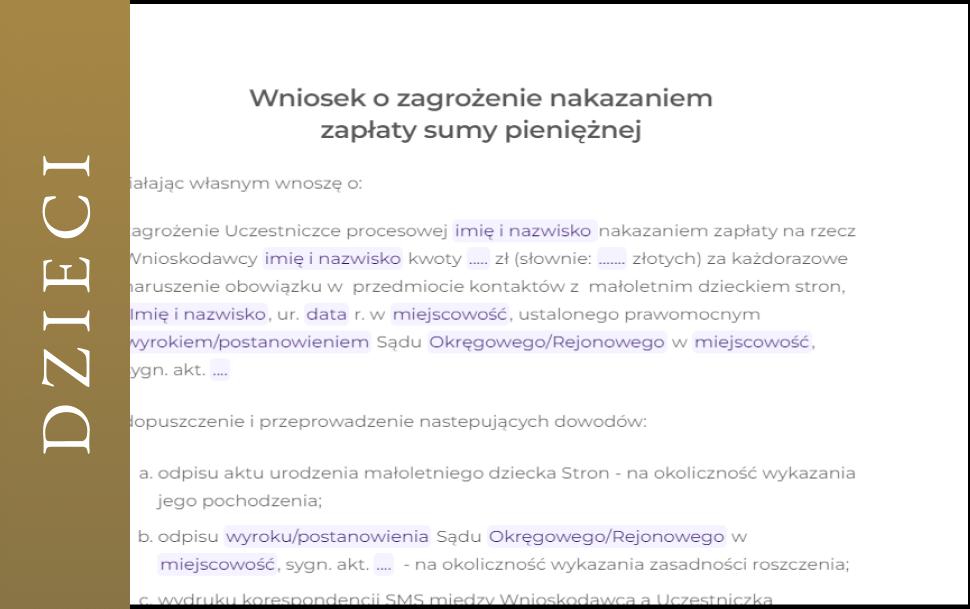 Wniosek o zagrozenie nakazem zaplaty alienacja grzywna utrudnianie kontaktow