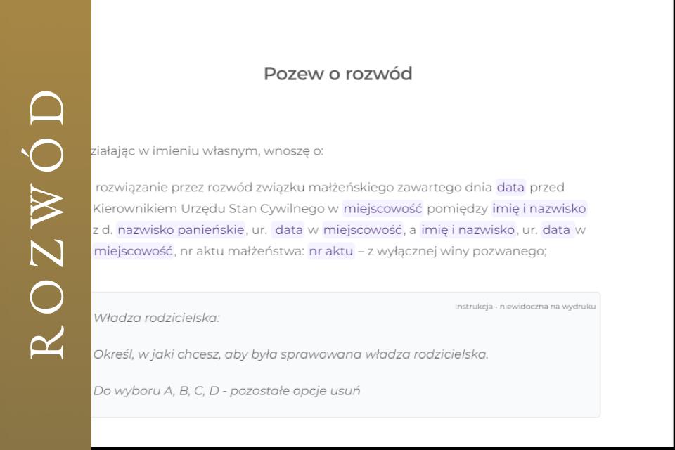 Wzór pozwu o rozwód z orzeczeniem o winie z dziećmi