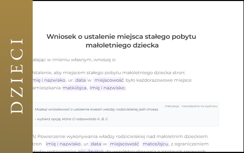 WZÓR Ustalenie miejsca zamieszkania dziecka po rozwodzie